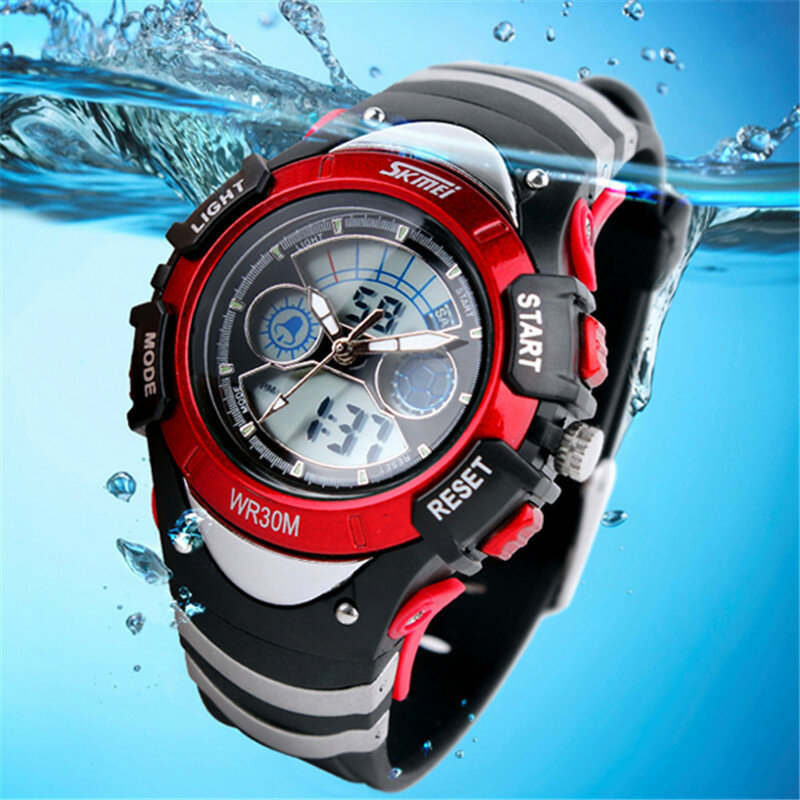 SKMEI sportowe zegarki dla dzieci zegarki dla dzieci LED Cartoon silikonowy zegarek kwarcowy dla chłopca i dziewczyny Student pływanie zegarki na rękę