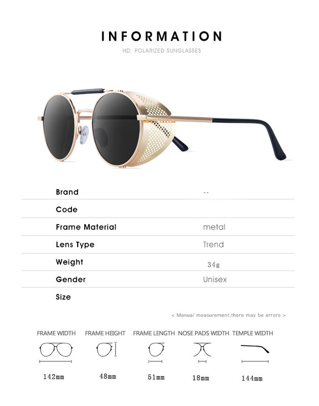 2021 Retro Runde Metall Sonnenbrille Männer Frauen Marke Designer Steampunk Vintage Gläser Oculos De Sol Shades UV Schutz
