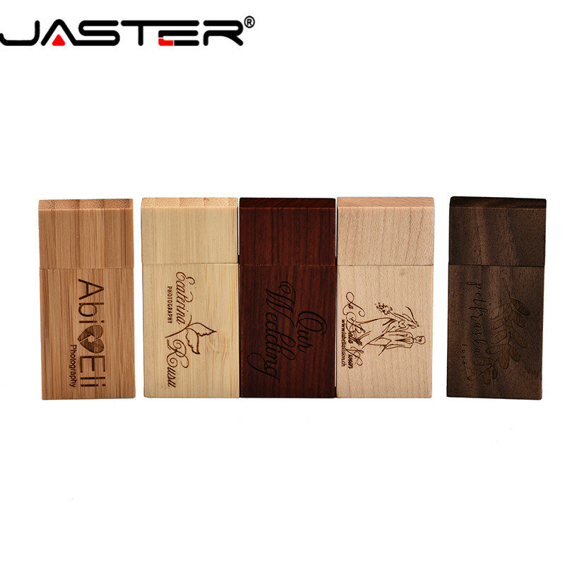 Jaster (Gratis Custom Logo) houten Blok Usb 2.0 Flash Drive Mahonie Pendrive 4Gb/8Gb/16Gb/32Gb/64Gb Pen Drive Memory