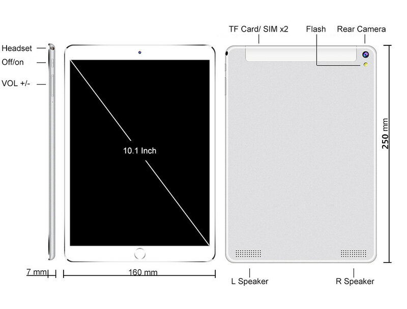 Tablet 4g lte com bluetooth, phablet com octa core, dual sim, cartão 2.5d, presente, tablet mt6753, chip tf 10.1, 64gb