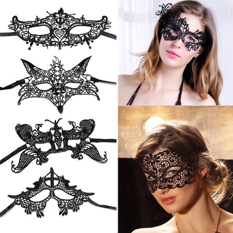 Máscara facial de encaje hueco para mujer, Cosplay Sexy, accesorios de fiesta de graduación, disfraz de Halloween, máscara de ojo de Reina, club nocturno