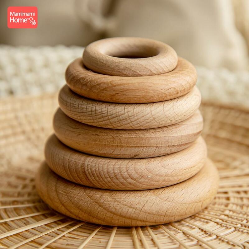 70/55/50/40mm Wood Teether Ring Smooth Surface Natural Wooden Rodent Baby Teething Ring Toy DIY Making BPA Free Baby Teether Toy