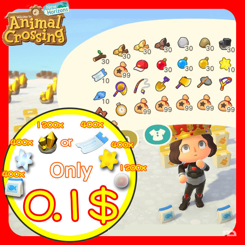 Animal Crossing New Horizons, Amiibo, Animal Crossing Dream Island All Furniture Clothing/DIY/Bells/NMT/Pumpkin/Flower/Gold/Fish