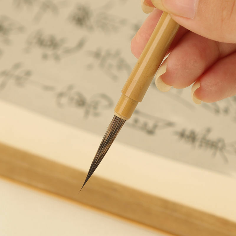 Pincel de caligrafia roxo de coelho, pincel de caligrafia chinesa tradicional, gancho de caneta, linha fina, pequeno, padrão regular, caligrafia