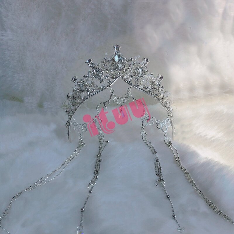 Handmade KC Silver Halo Crown Headdress Lolita Madonna Aperture Crown Headpiece Bead Chain Hair Hoop Tiara Hair Ornaments