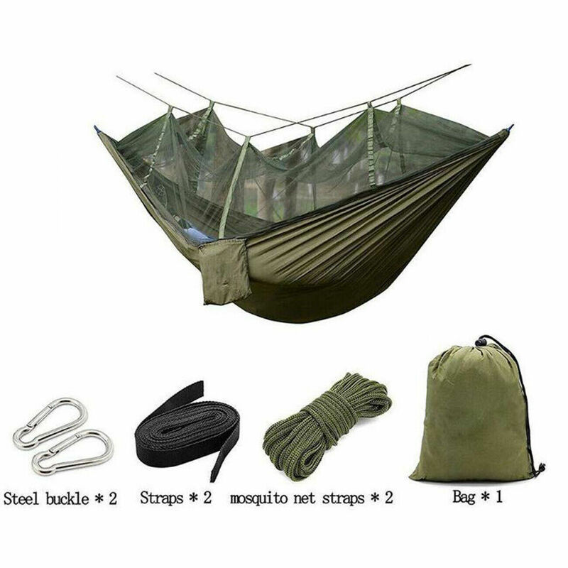 Honhill 1-2 Person Outdoor Camping Hammock Tent With Mosquito Het Camping Hanging Sleeping Bed Swing Load Capacity 300kg Green