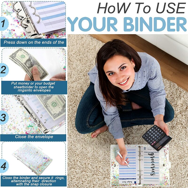 13 stück A6 Binder Budget Cash Umschläge System Organisieren mit Snap Verschluss und 12 Kategorien Zipper Taschen für Bill Planer