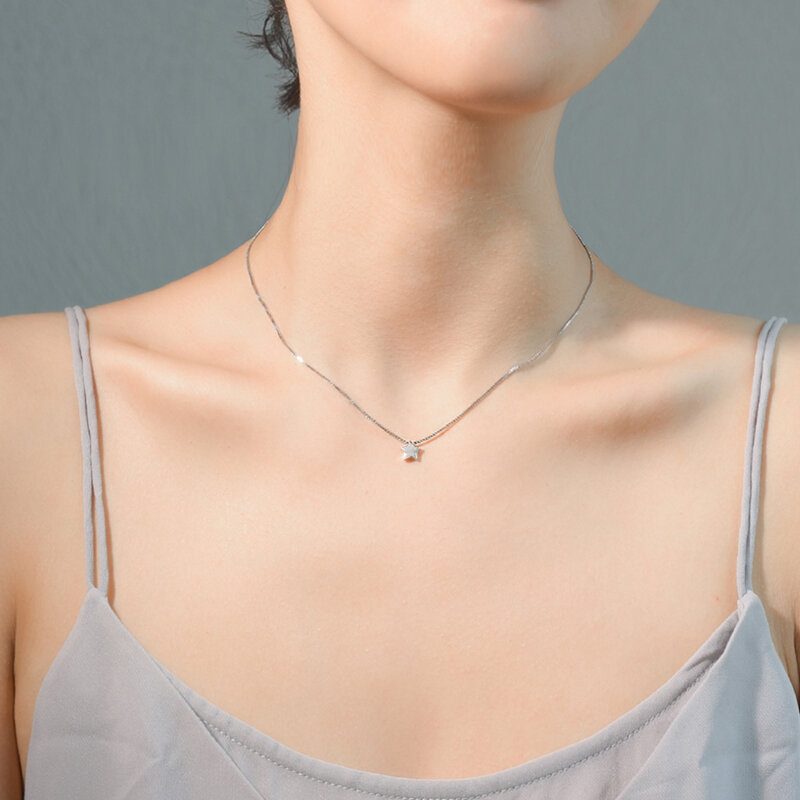 ANENJERY proste 925 srebro szczęście naszyjniki z koralików dla kobiet krótki choker łańcuszek collares S-N554