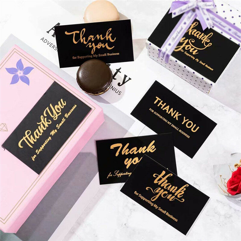 50Pcs/Set Bronzing Single Page Type Greeting Thank You Cards Wedding Birthday Party Invitations Flower Shop Gifts Box Blank Card