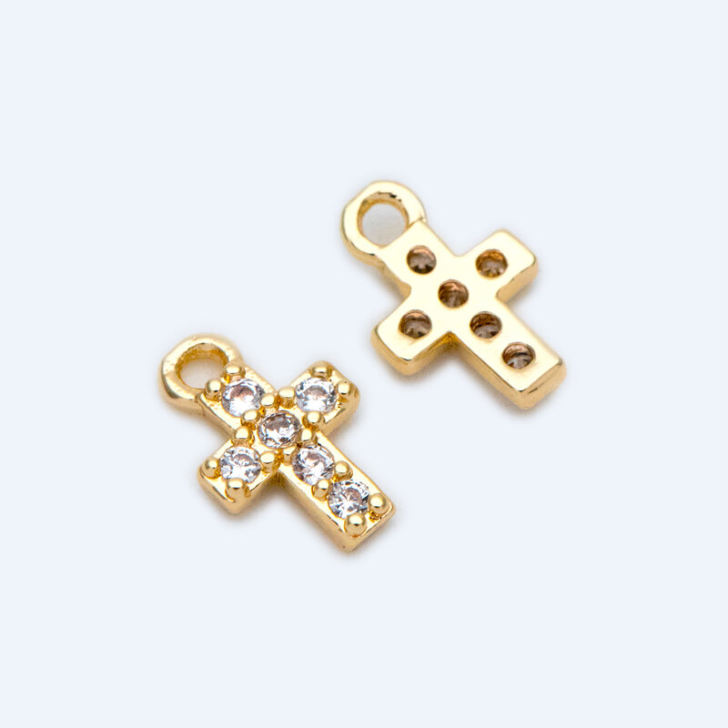10 pces micro pavimentada cruz charme pingentes 8x5mm para diy jóias fazendo acessórios suprimentos (GB-1563)