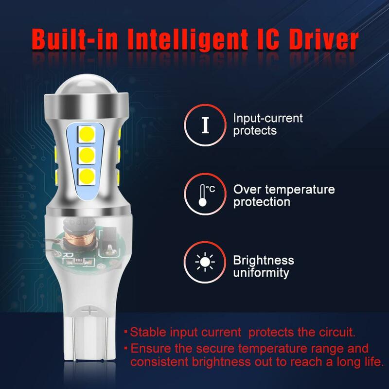 Bombillas LED traseras superbrillantes para coche, lámpara de luces de respaldo, T15 W16W, Canbus 920, 921, 912, 3030SMD, 1000 LM, 3000 K, 12V, color blanco