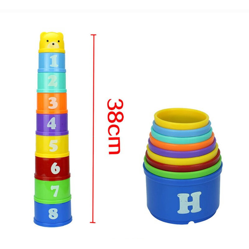8PCS เด็กการศึกษาของเล่นเด็กตัวเลขตัวอักษร Foldind Stack Cup Tower เด็ก Early Intelligence ของเล่นตัวอักษรสำหรับเด็ก