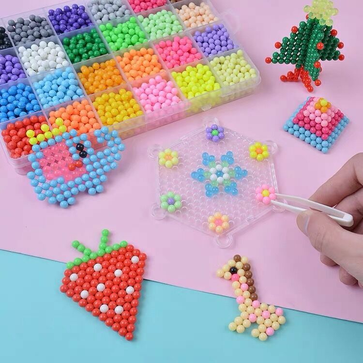 Perlen Hama cuentas de cristal de agua pulverizada, rompecabezas de juegos de Bolas Mágicas 3D, juguetes mágicos hechos a mano para niños y niñas, juguete para niños