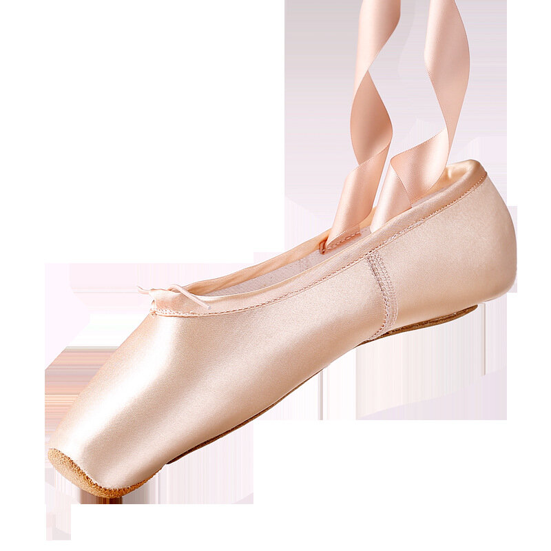 Profissional ballet pointe sapatos meninas senhoras cetim ballet sapatos com fitas palmilha de dança