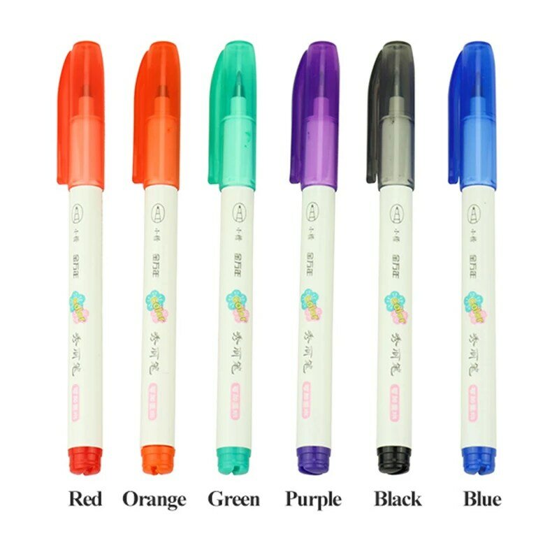 GENVANA G-0989T اللون الجمال القلم حرف صغير 6 ألوان/مجموعة الخط اللوحة لينة رئيس الكتابة فرشاة الفن توقيع القلم