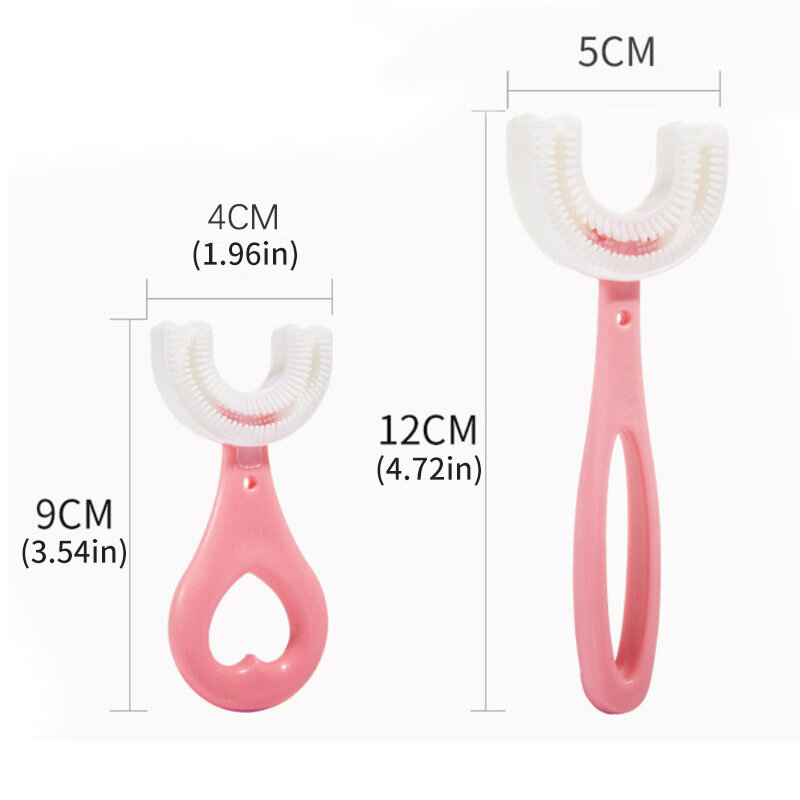 U-shaped Child Toothbrush With Handle Silicone Children Brush Teeth Oral Care Cleaning Brushes forToddlers Ages 2-12 Baby Brush
