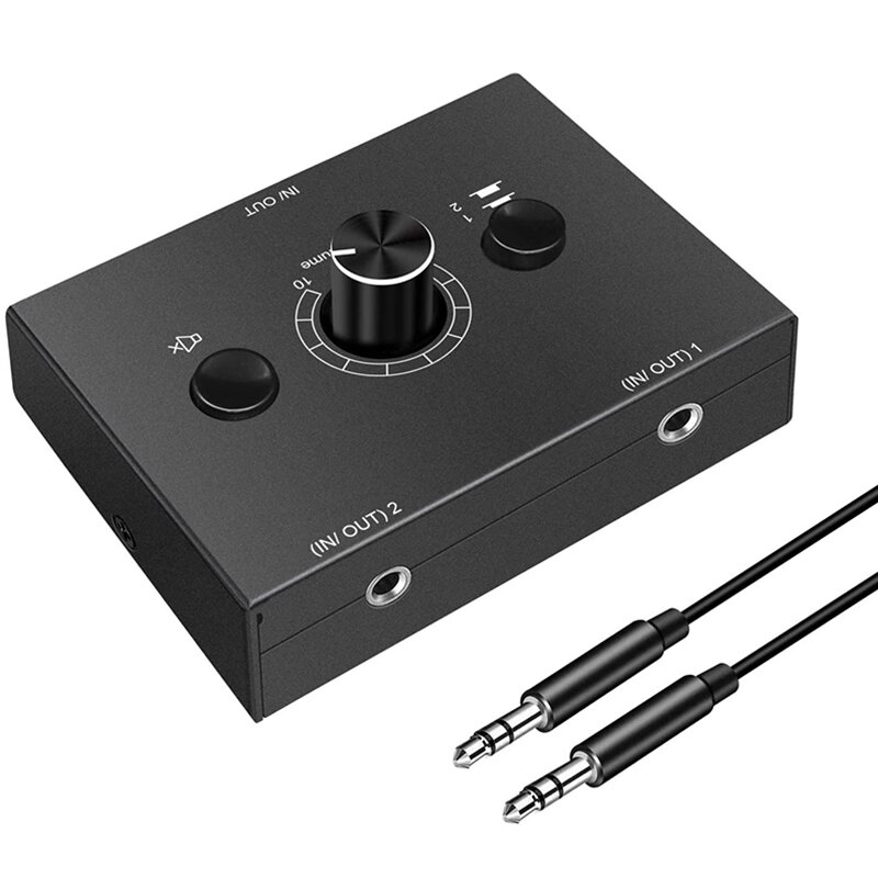 Switcher Audio da 3.5mm, 2 ingressi 1 uscita/1 ingresso 2 uscite Switcher Splitter Audio, scatola Switcher Audio, pulsante Mute a un tasto