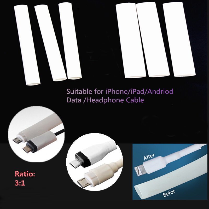 Enrouleur de câbles usb, 32 pièces, protecteur de câbles iphone, manchons thermorétractables, pour iPad, iPhone et Android