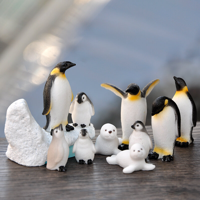 Baiufor-mini pinguim de brinquedo diy para decoração de casa, presente para crianças, modelos de fechamento de iceberg, figura de inverno