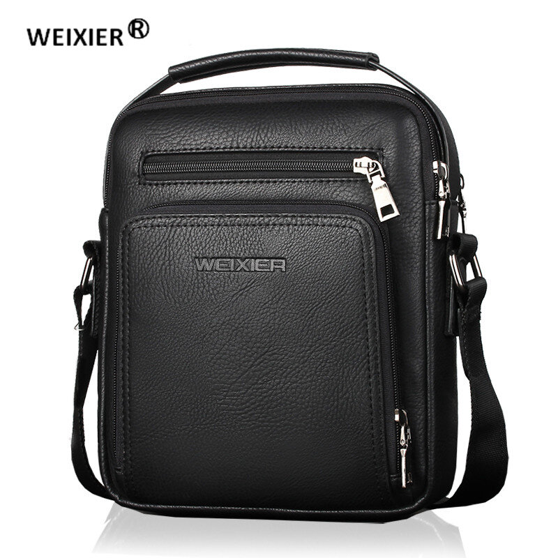 Брендовая мужская сумка WEIXIER, молодежная сумка-мессенджер, кожаная сумка на молнии, сумка для Ipad, мужская сумка через плечо