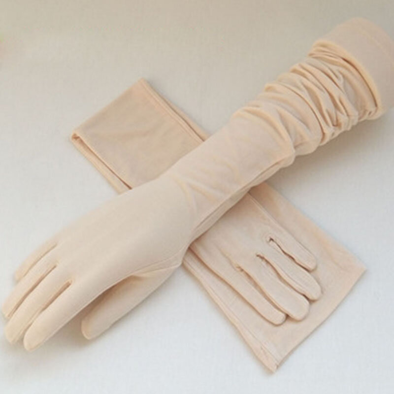Guantes largos de algodón con protección UV para mujer, manoplas deportivas de verano para conducción y ciclismo, B90