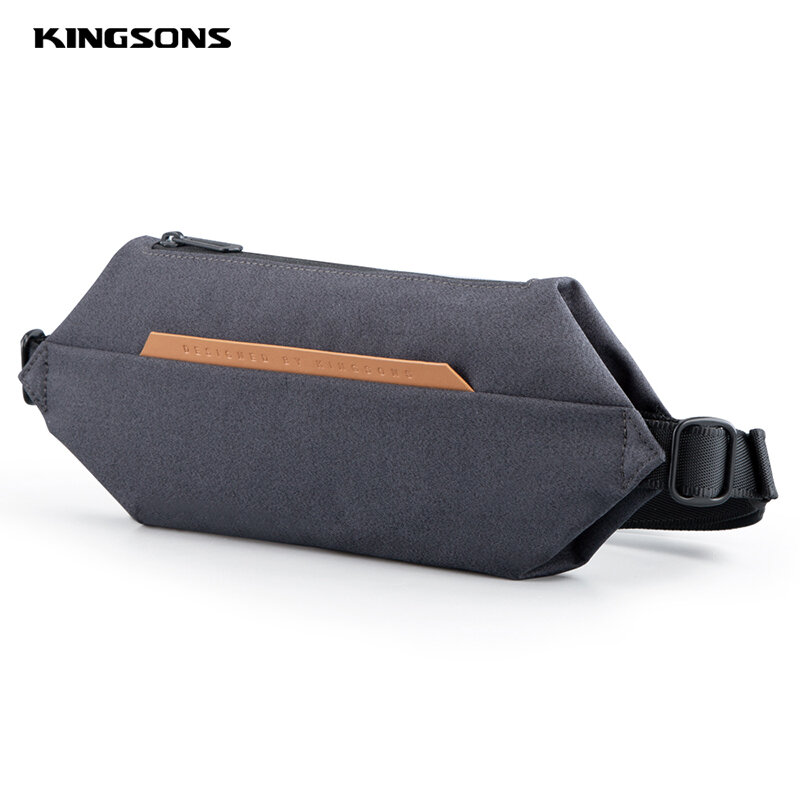 Kingsons-Bolso cruzado de poliéster con correa única ajustable, bolsa de pecho de poliéster, hexagonal, geométrico, Color gris oscuro, gris claro y azul claro, nuevo