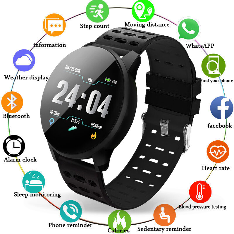 Lige 2020 novo relógio inteligente dos homens pedômetro freqüência cardíaca monitor de pressão arterial fitness rastreador relógio inteligente pulseira + caixa