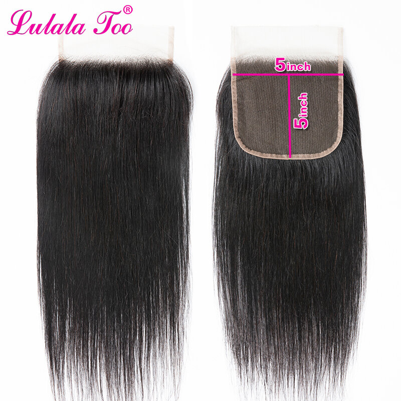 Perruque Lace Closure Wig Remy brésilienne-Yepei, cheveux 100% naturels, Deep Wave, 5x5, 10- 20 pouces, partie centrale
