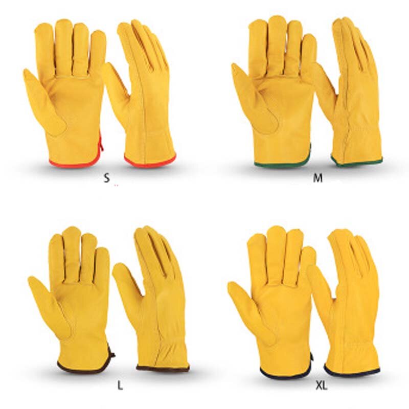 Guantes de protección laboral para jardín, de cuero, cómodos y resistentes al desgaste, para exteriores, de cinco dedos