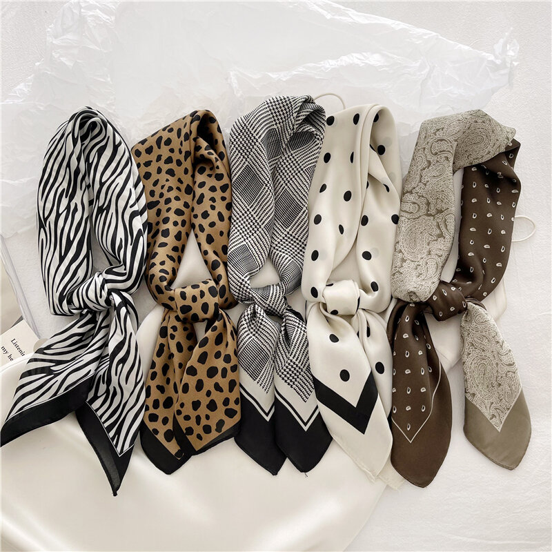 Женский винтажный шифоновый шарф-Бандана Luna & Dolphin, 70x70 см