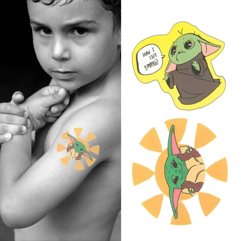 Star wars desenhos animados yoda tatuagens à prova dwaterproof água tatuagem temporária homem mulheres crianças falso tatoo adesivos corpo perna braço tatuagem