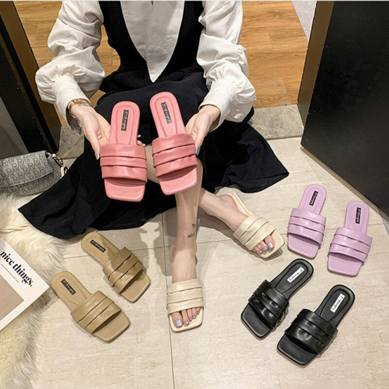 Sandales d'été confortables à bout ouvert pour femmes, nouvelle mode, pantoufles de plage décontractées pour l'extérieur, taille 36-40, vente en gros