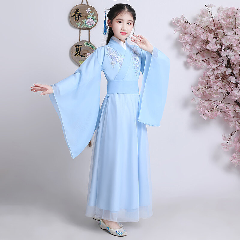 Vestido de baile de fiesta de cumpleaños de princesa Han Fu para niña, vestido chino tradicional para fiesta de noche de boda
