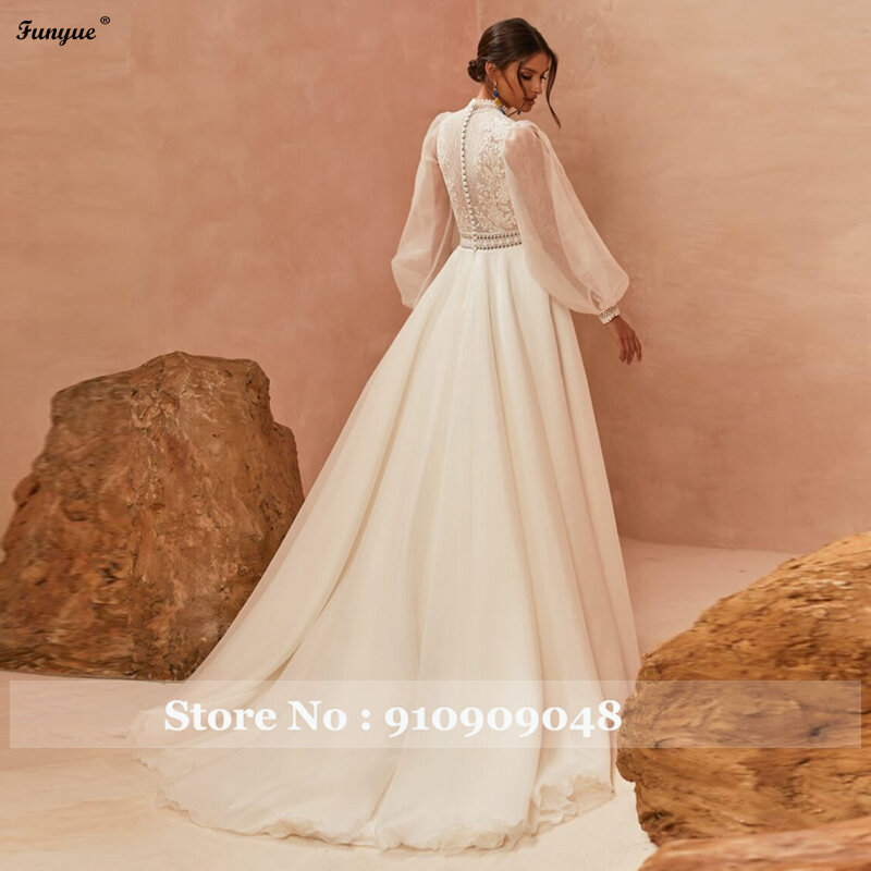 Женское свадебное платье с кружевной аппликацией, простое ТРАПЕЦИЕВИДНОЕ платье невесты с длинным рукавом, свадебное платье, 2024
