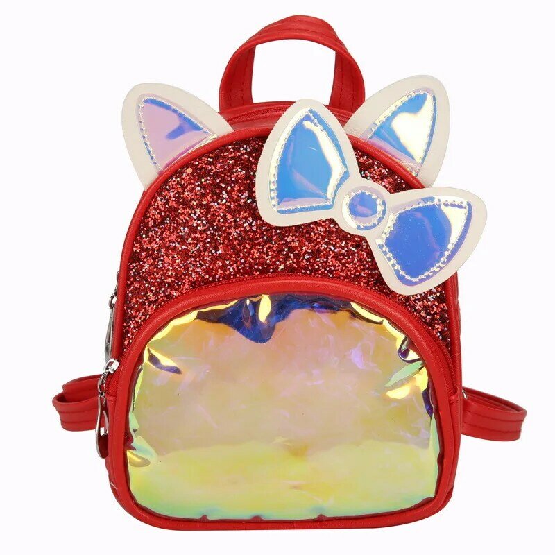 Cute Girls Glitter Sequin Backpacks PU Leather Wear-resistant Schoolbag Children Portable Water-proof Shoulder Bag