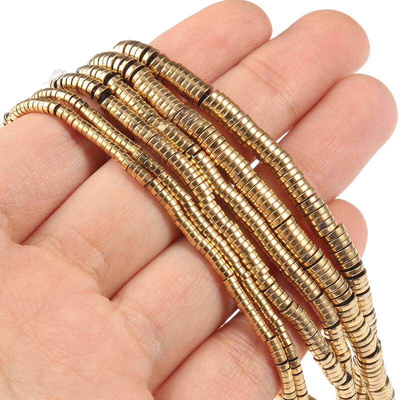 AAA + ritenzione del colore perline di ematite placcate in oro pietra naturale cubo tondo distanziatore branelli allentati per gioielli che fanno braccialetto fai da te 15''