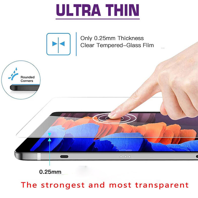 Protecteur d'écran pour Samsung Galaxy Tab S7 +, Film de protection en verre trempé, 12.4 pouces, SM-T970, SM-T975, SM-T976, pour S7 Plus, T970, T975