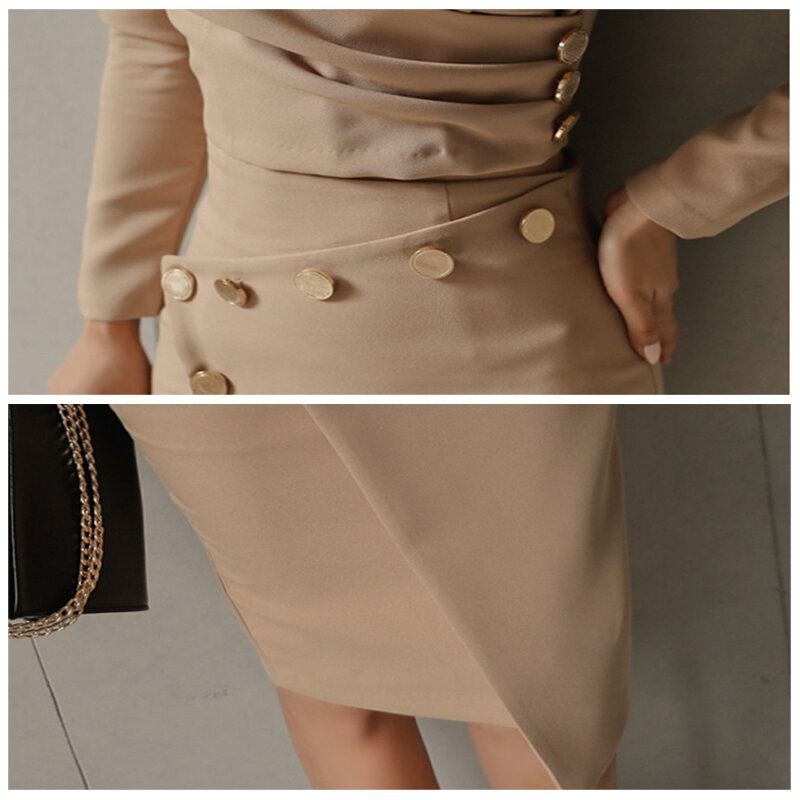 Женская юбка из двух частей, V-образный вырез, рабочее украшение, сумка для тела, бедра, длинная юбка-бедра, женский, темперамент, W796, новинка