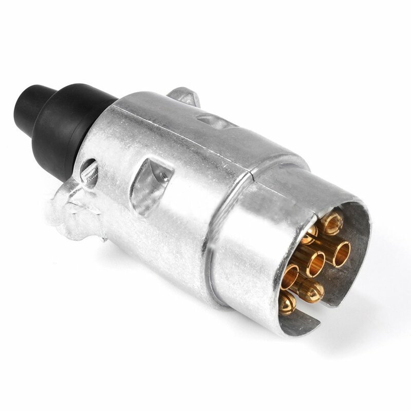 7-Pin alumínio Plug Truck cabo conector, luz de sinal do reboque, acessórios do carro europeu, 12 V
