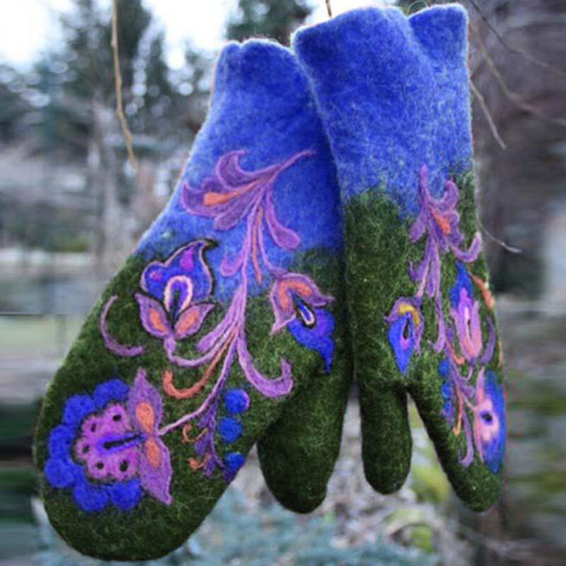 Bestickte Handschuhe Winter Frauen Warme Schnee 2020 Herbst Mode Handschuh Leder Handschuhe Outdoor Handschuhe Dame Weihnachten Geschenk Handschuh