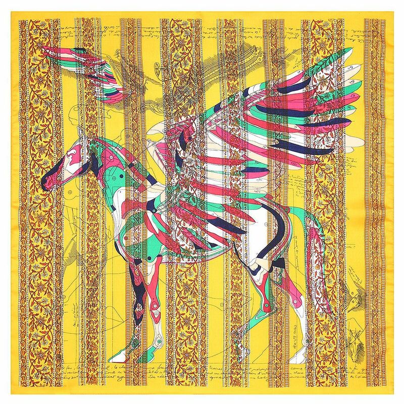 Bufanda cuadrada de seda con patrón de Pegaso para mujer, pañuelo decorativo Popular, regalo de cumpleaños, R35