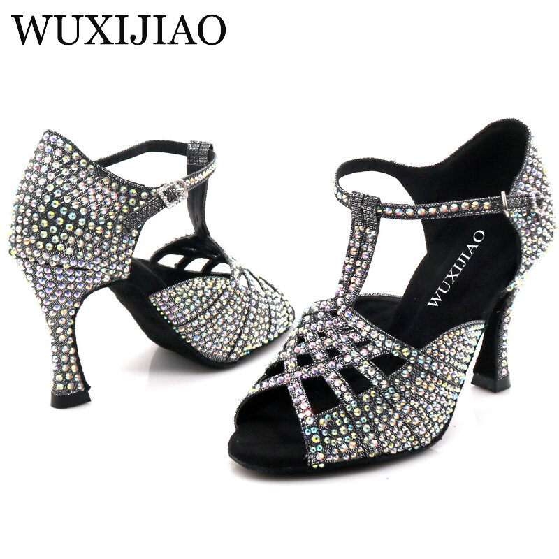 Wuxijiao Merek Fashion Dansa Ballroom Latin Tango Wanita Lembut Bawah High Heel Wanita Stabil Tricolor Latin