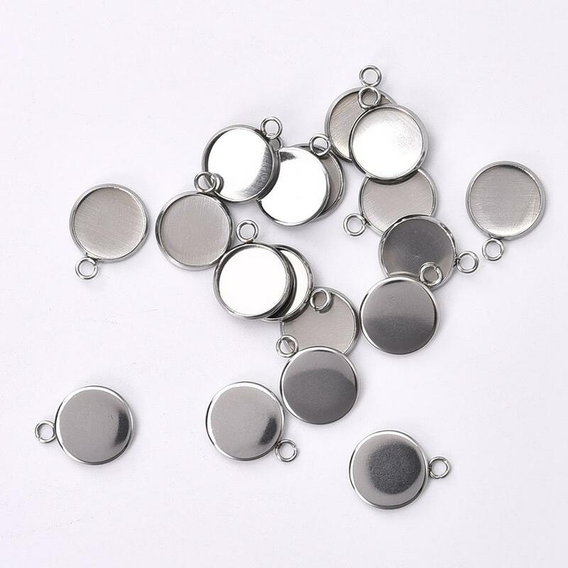 6/8/10/12/14/16/18/20/25/30mm Round Stainless Steel Pendant Blank Cabochon Base Setting Bezel DIY Jewelry Making Component