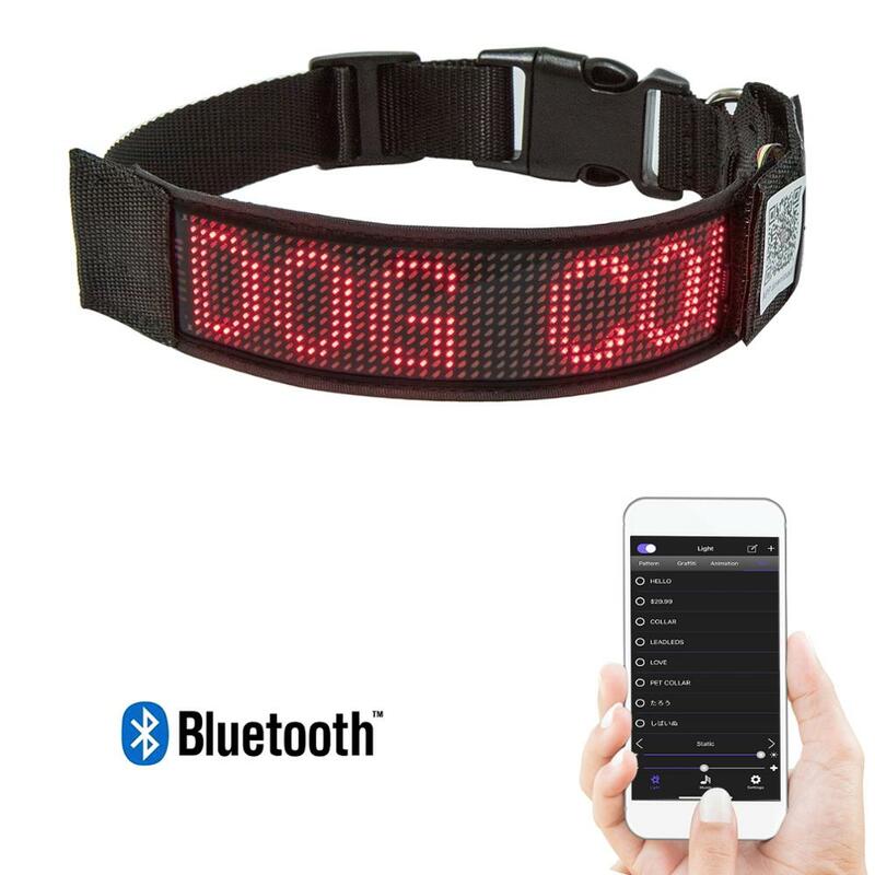 Oplaadbare Verlichte Hondenhalsbanden Led Programmeerbare Scrollende Tekst Flash Luipaard Kraag Puppy Nacht Veiligheidsaccessoires Product