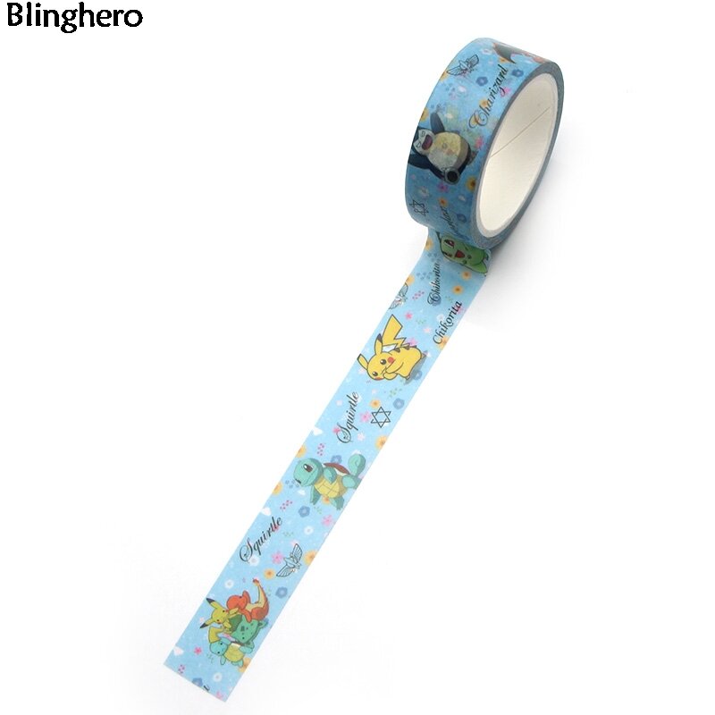 Blinghero Cute Cartoon 15mmX5m Washi Tape Stylish Masking Tape Notebook Stickers Anime Hand Account Tapes Adhesive Tapes BH0019