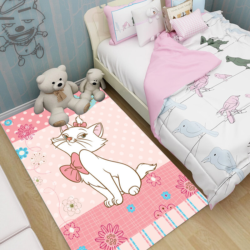 Tapete com desenho de gato/urso rosa, macio, confortável, de resina, grosso, para crianças, engatinhar, para sala de estar, grande, capacho