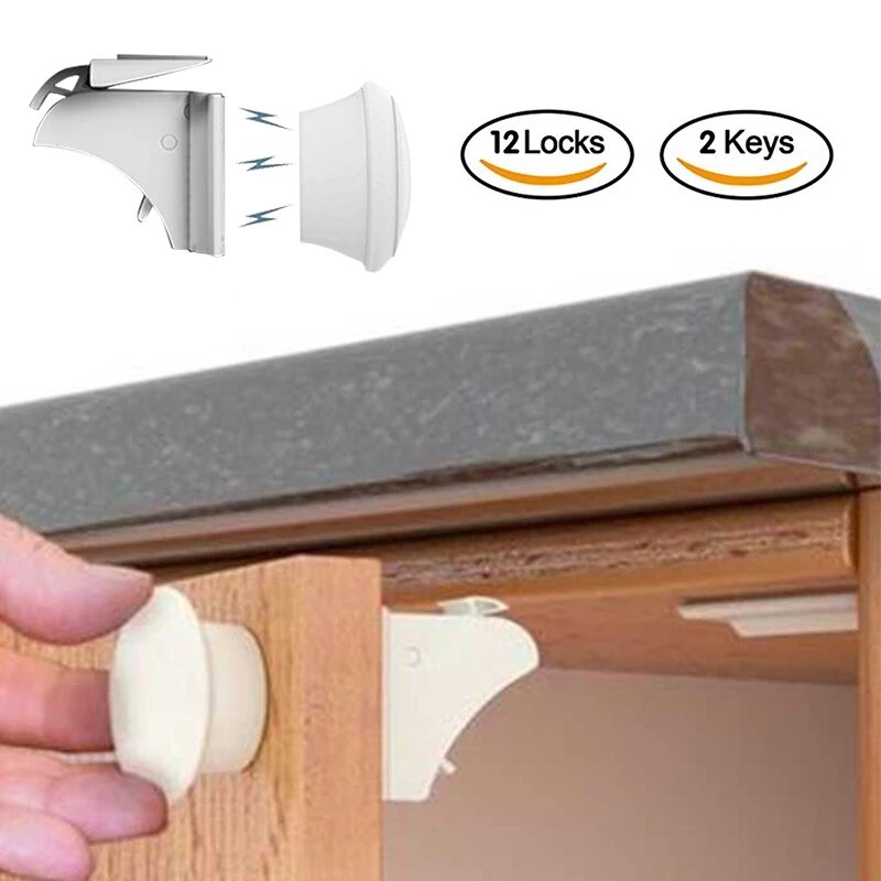 Magnetic Cabinet Drawer Door Lock for Kids, Children Protection Lock, Invisible, No Drilling, No Screws, Baby Security