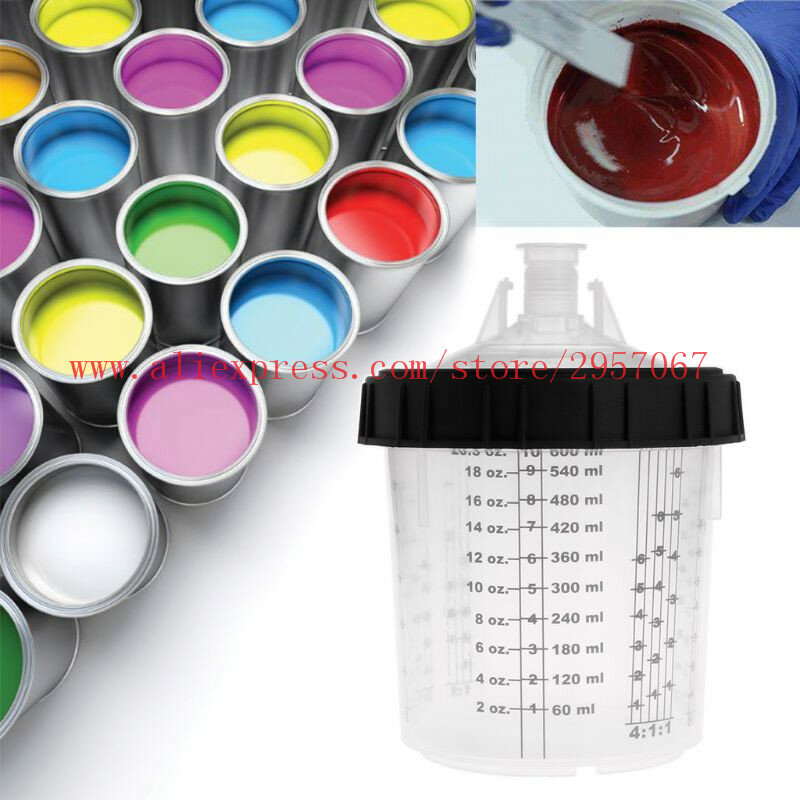 Spray Paint Gun Cups com tampas, Copos de medição descartáveis, Copo de mistura para pintura automotiva, 160 ml, 400 ml, 600 ml, 800ml