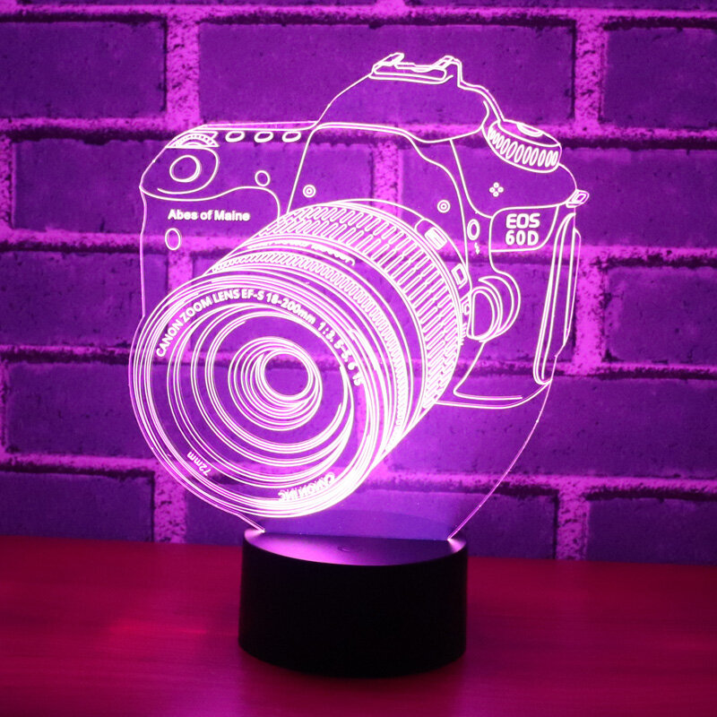 3D ledナイトライト絶妙なカメラと7色ホームデコレーション用のライトランプアメージング可視化錯視素晴らしい