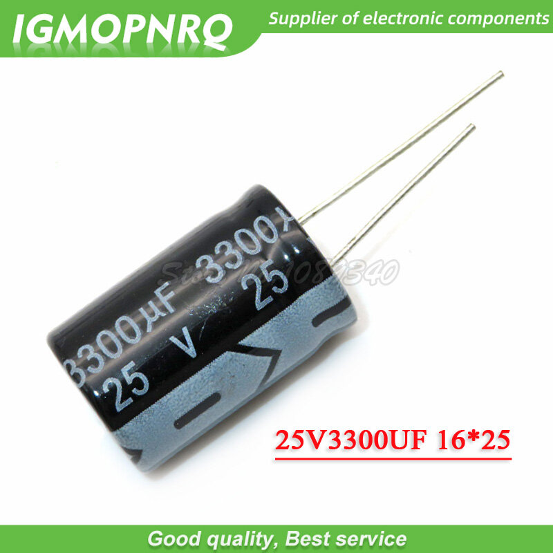 5PCS 25V3300UF 16*25mm 3300UF 25V 16*25 Aluminum electrolytic capacitor
